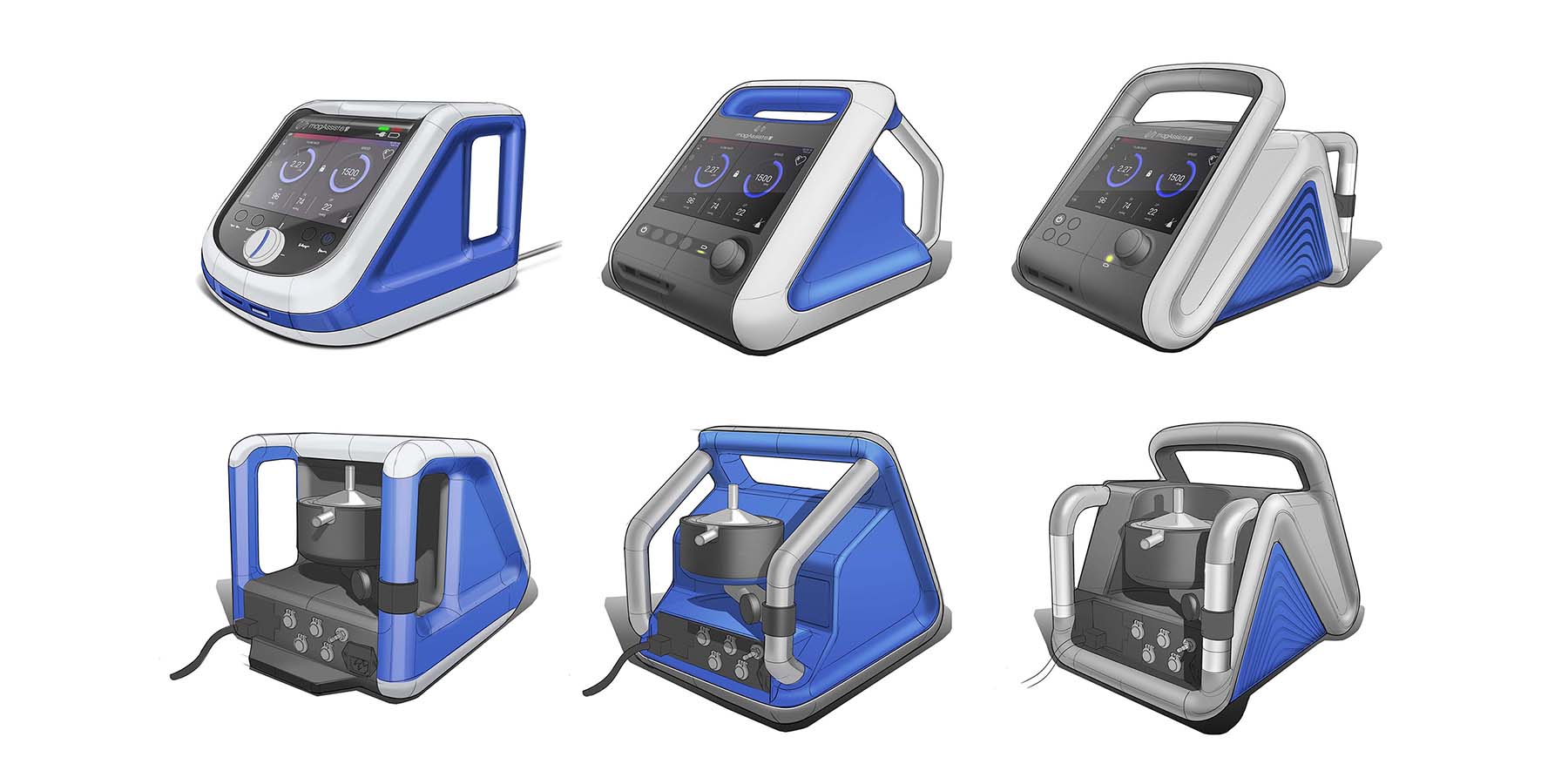 Concept sketches of various casing designs for magAssist heart pump. 