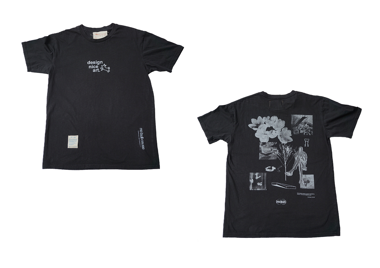 Black T-shirt featuring