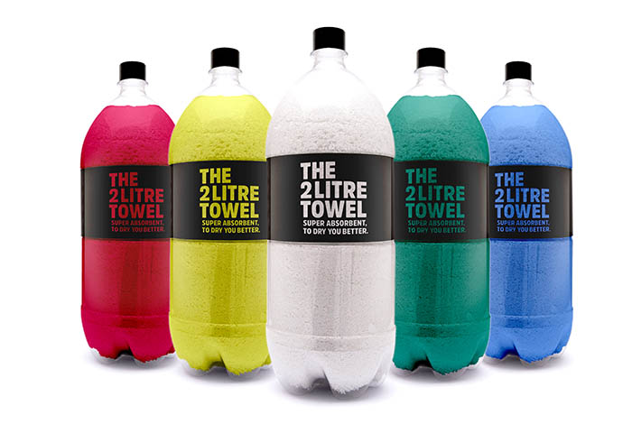 Bottles with towels inside