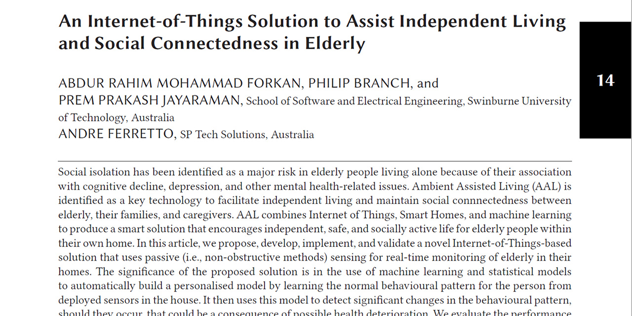 HalleyAssist publication. Internet of things solution to assist living and social connectedness in elderly