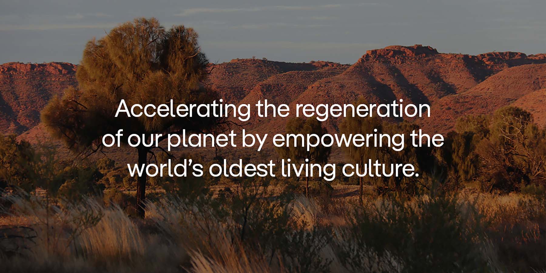 brand purpose text with Australian outback image