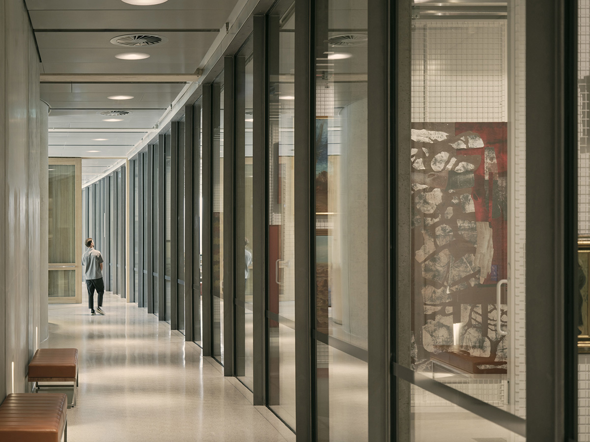 Secure glass enclosures allow public access to the Besen family's collection