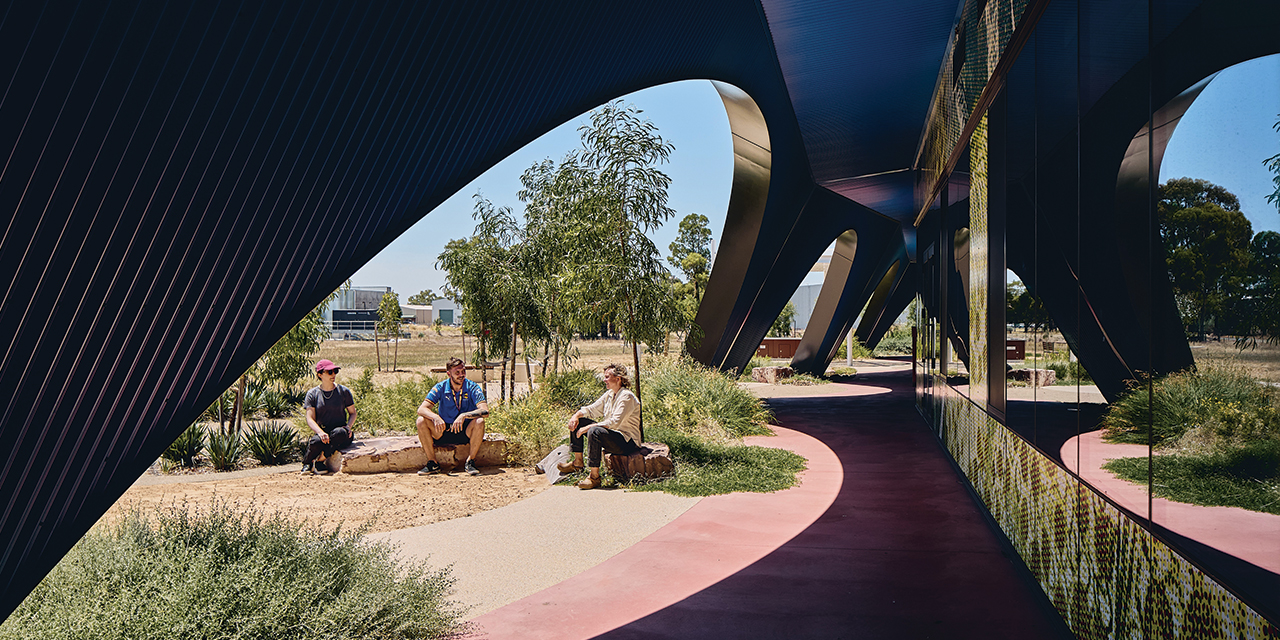 Colonnades around the Munarra Centre for Regional Excellence.