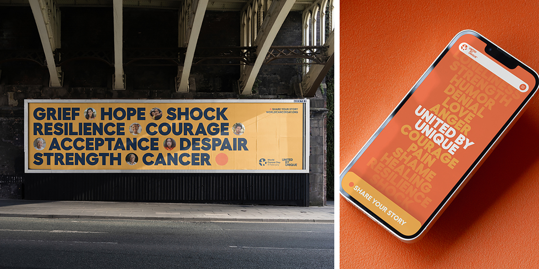 World Cancer Day billboard and 'Share Your Story' digital tool