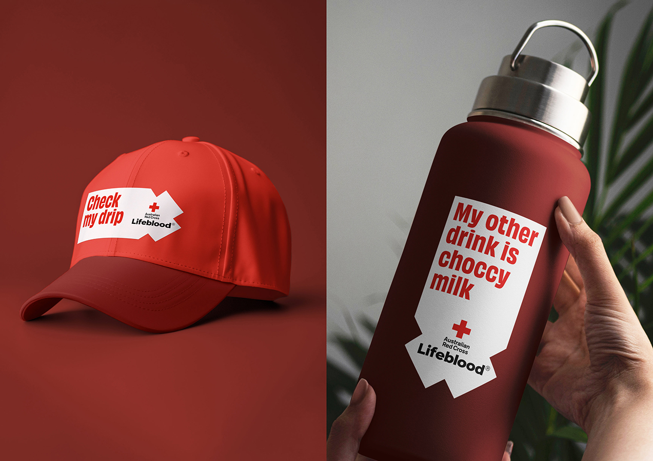 Lifeblood image 04 - branded merchandise examples, cap and bottle