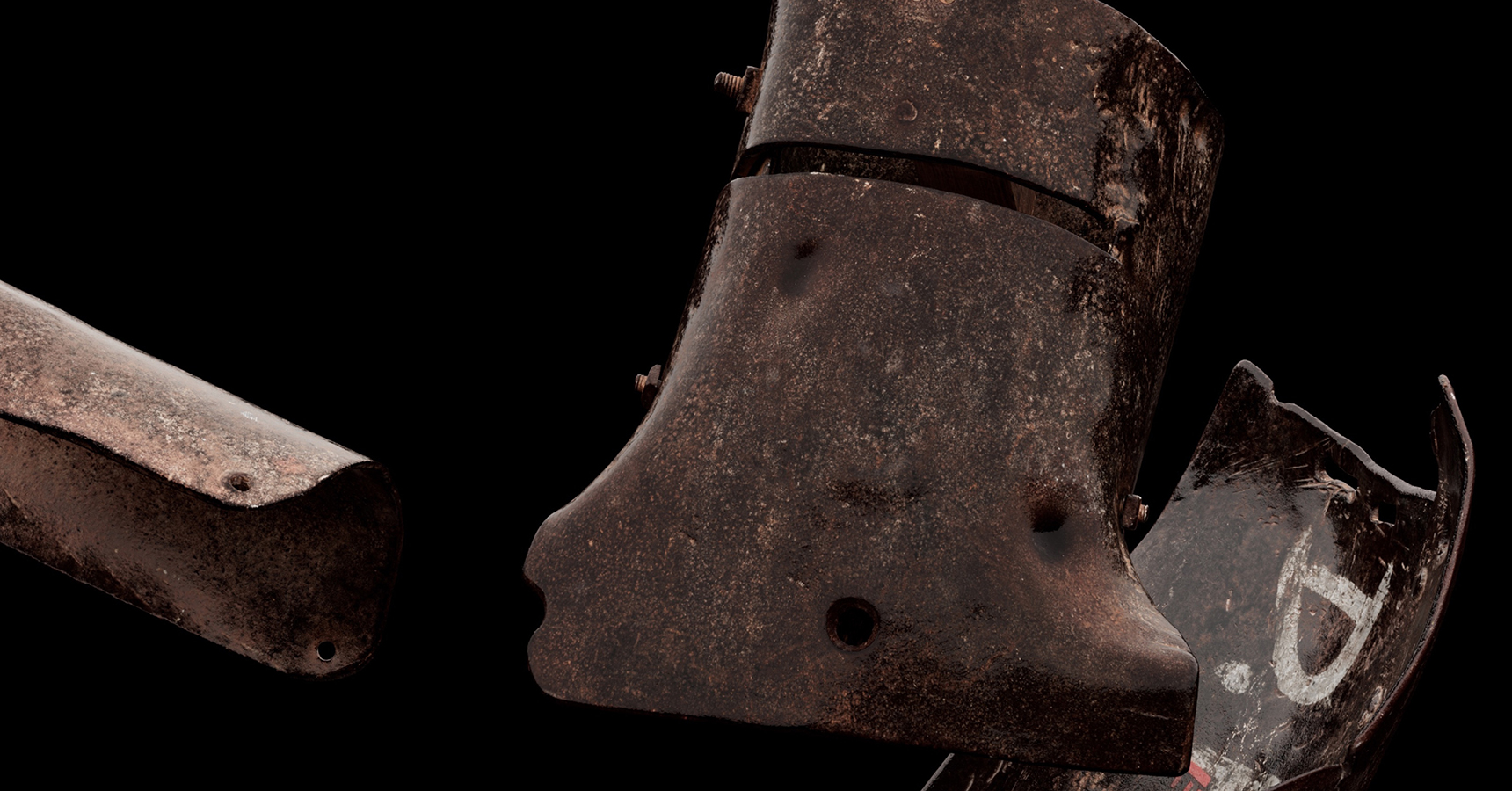 Ned kelly's armour floating on black