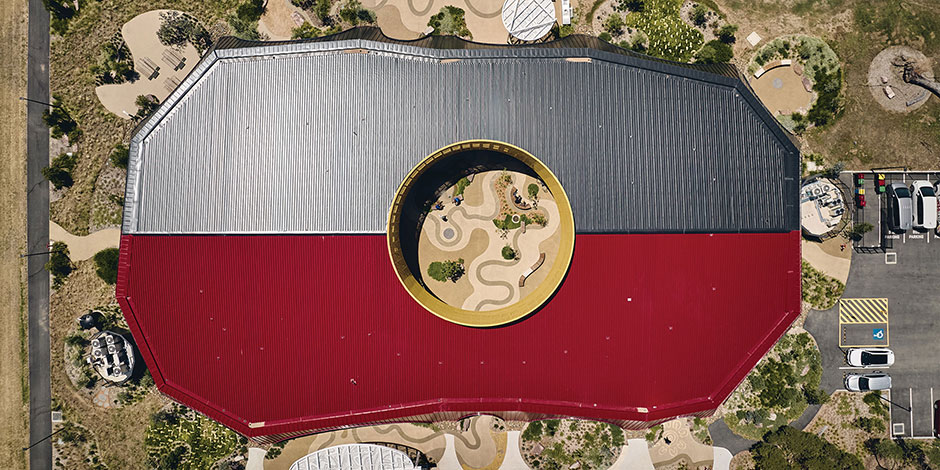 Aerial view of Munarra Centre for Regional Excellence.