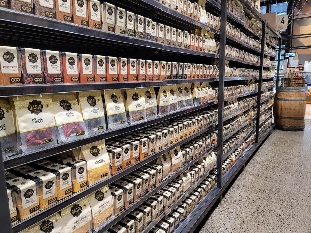 supermarket shelves and product