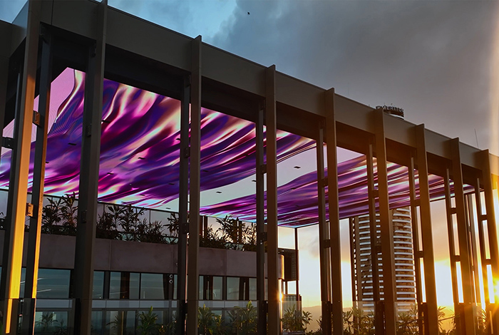 'BUBBLE' digital art installation in Brisbane CBD is connected to live wind data. 