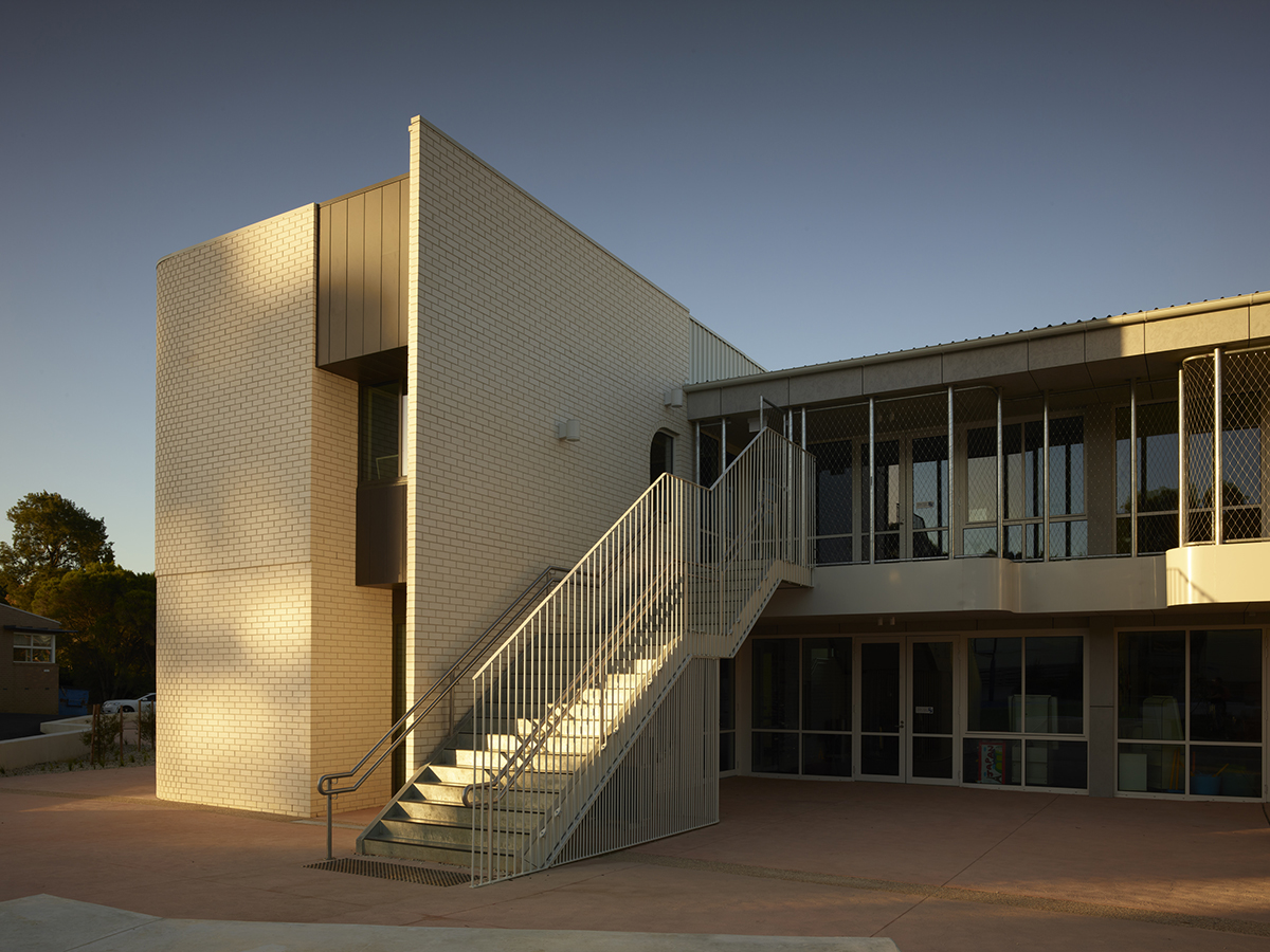 North facing campus elevation; grand stair