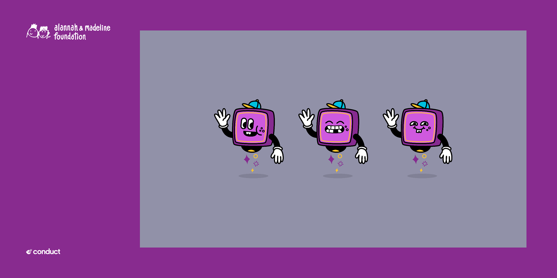 One digital image of an animated island alongside another that has been coloured in an decorated by a student on paper