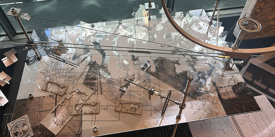 A spatial conceptual model composed of layered materials and selected fragments, developed through a process-based approach.