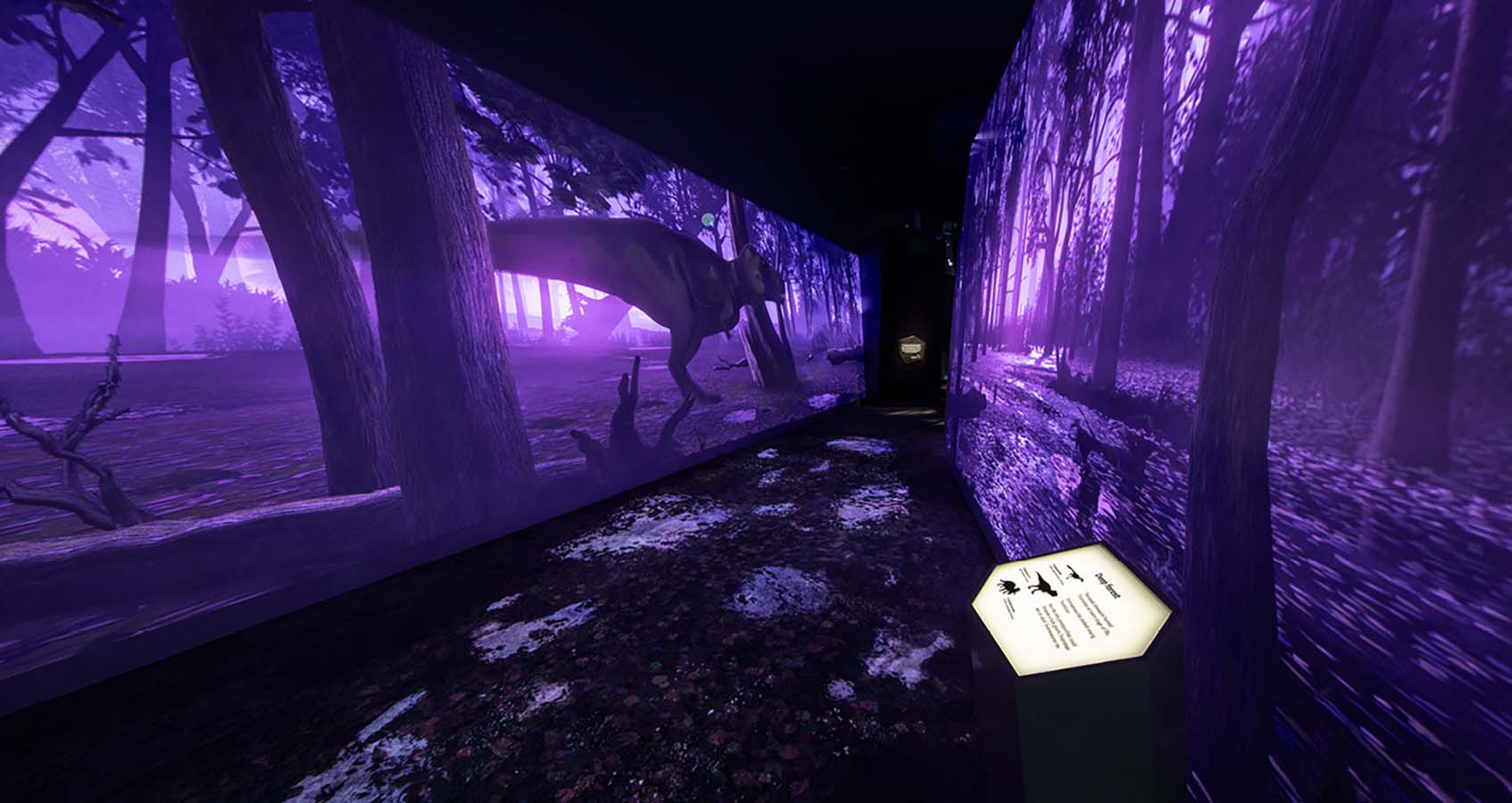 Purple lit exhibition space