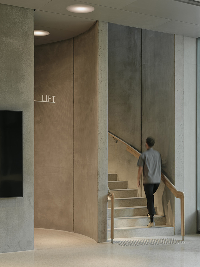 Spiral stair to upper level carpark