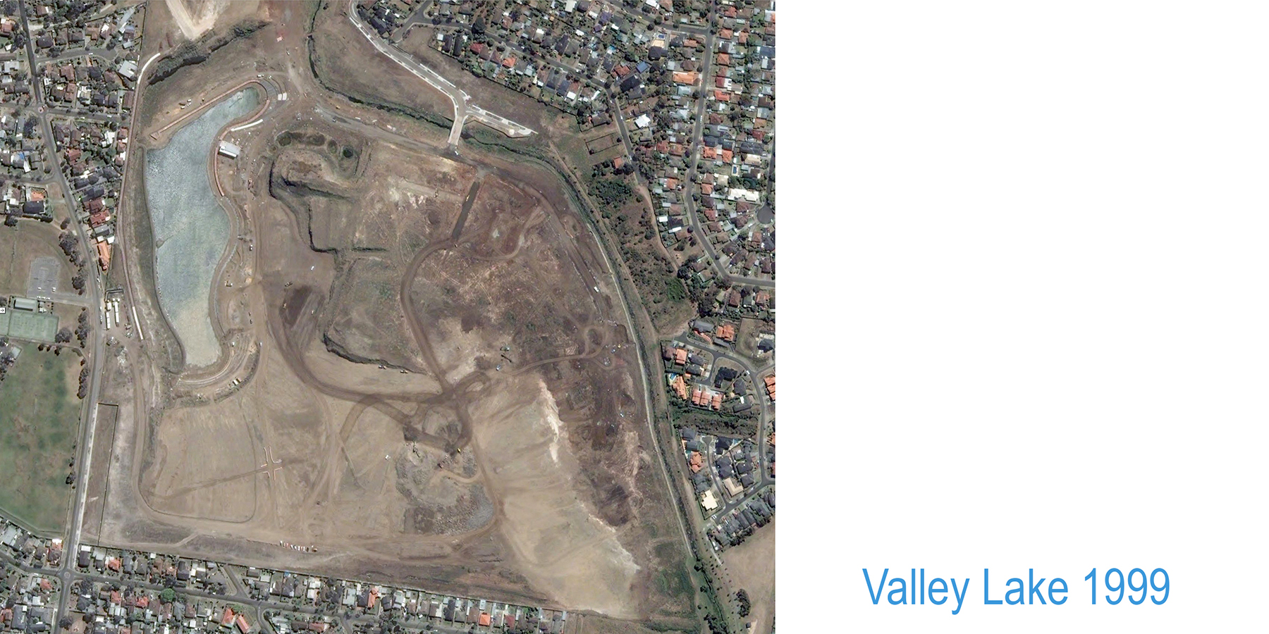 Aerial photograph of Niddrie Quarry in 1999 (now known as Valley Lake)