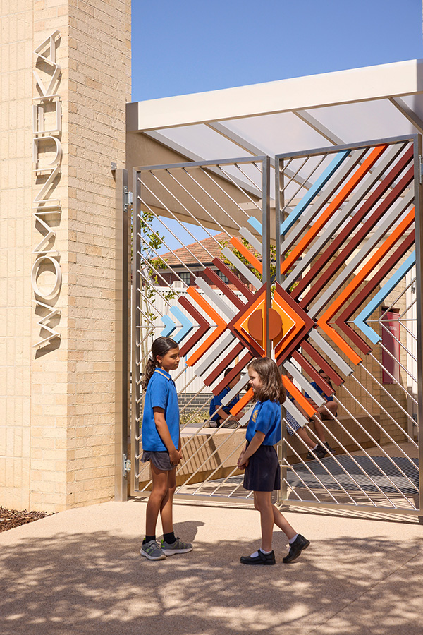 Entry gates by artist Kent Morris