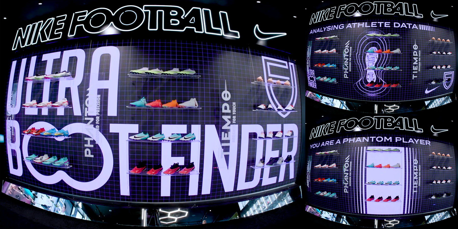 Fisheye images of the Boot Wall displays.