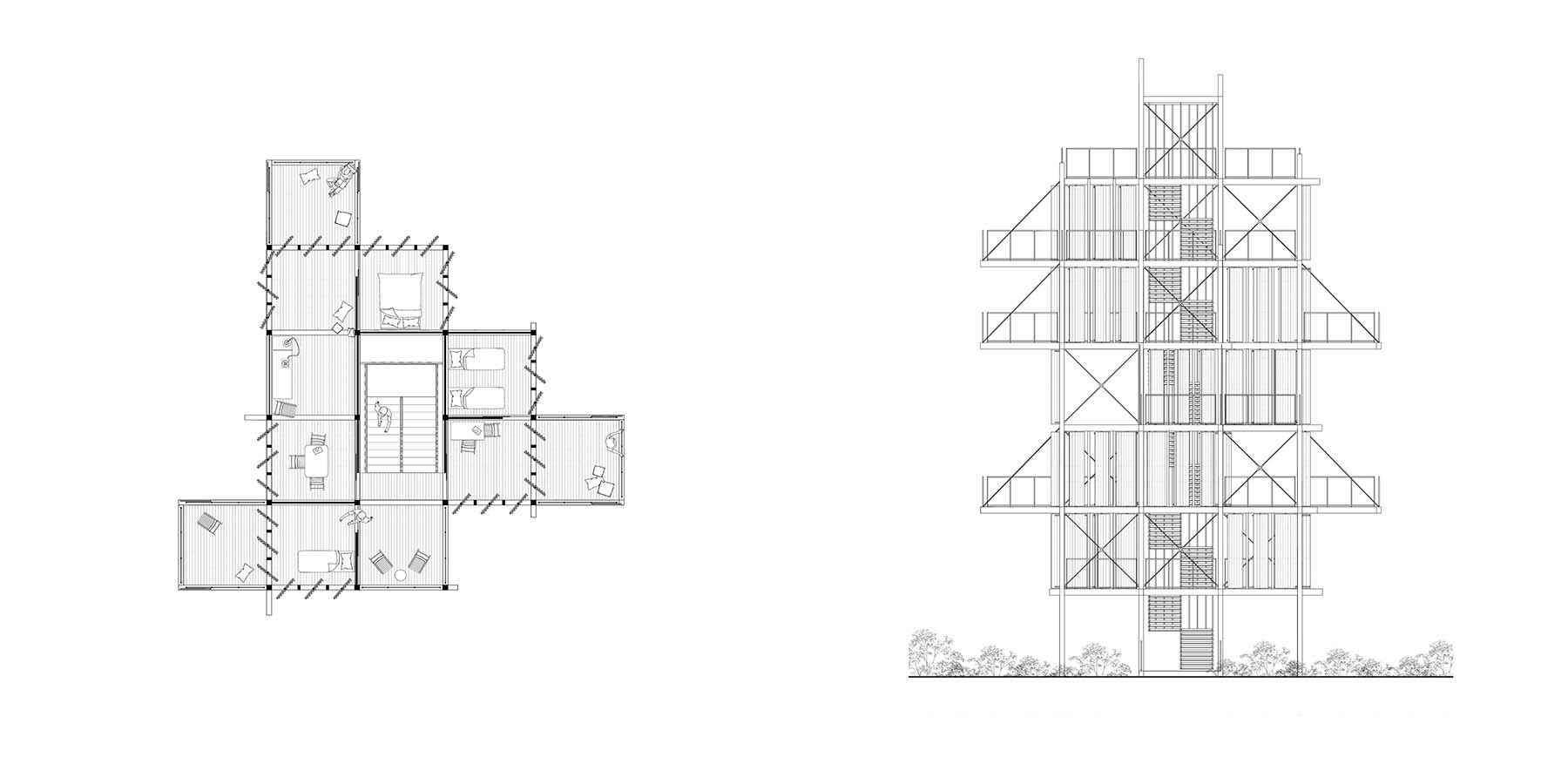 Kennett River Tower Floor Plan & South Elevation Drawings