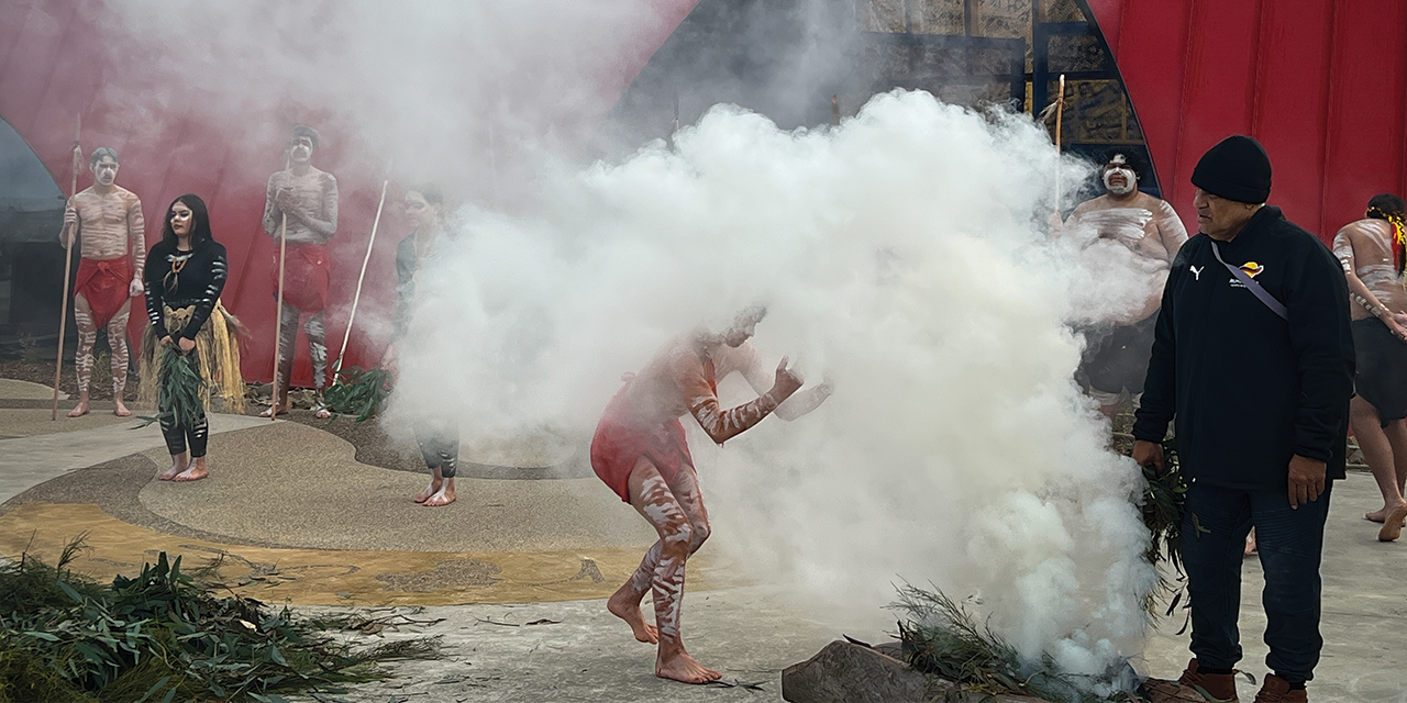 Smoking ceremony at the opening of Munarra Centre for Regional Excellence.