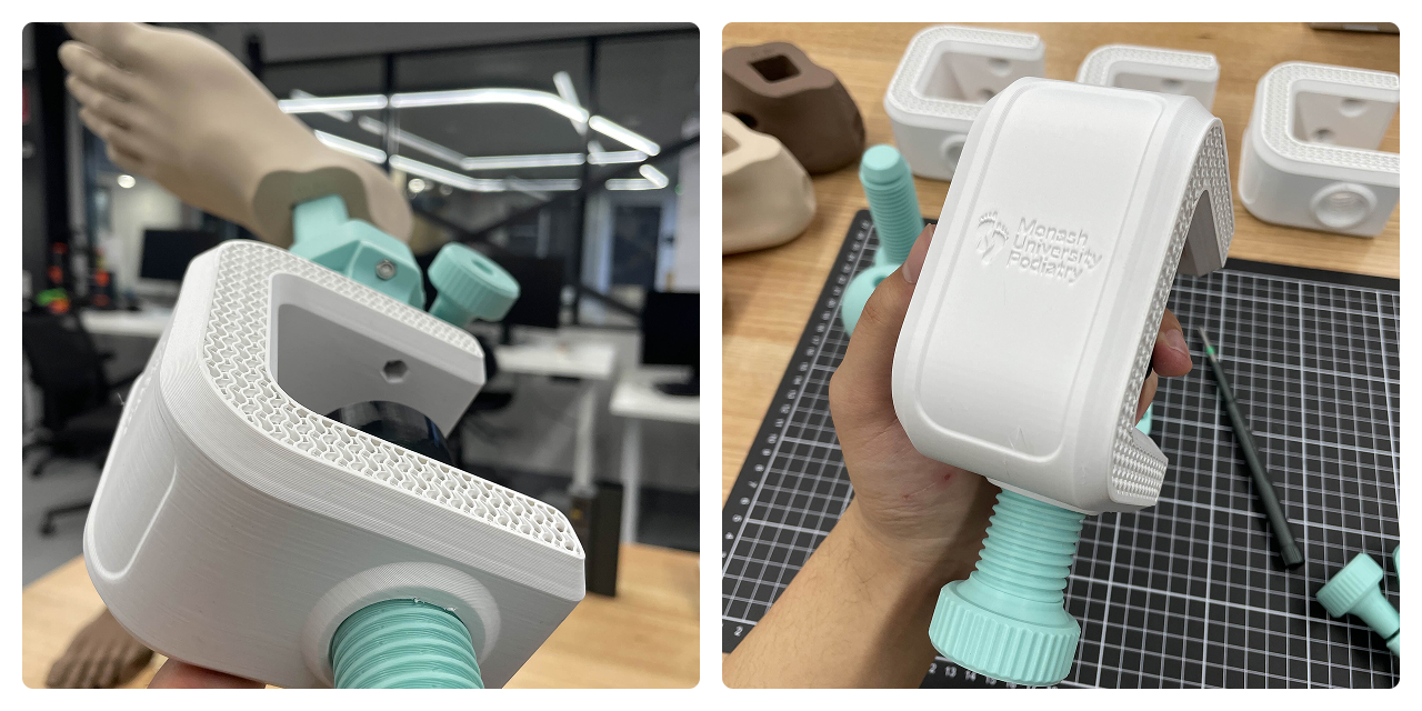 Left: EduKit clamp body. Right: Edukit clamp body, front view.