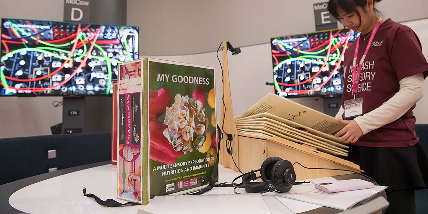 Interactive multisensory science book exhibition