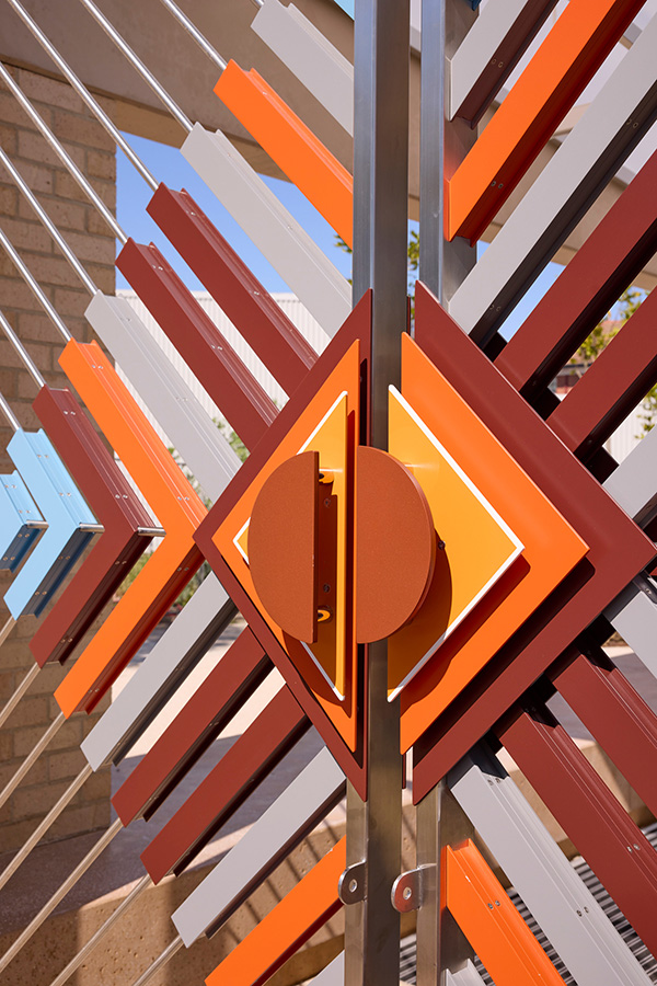 Entry gates by artist Kent Morris - detail