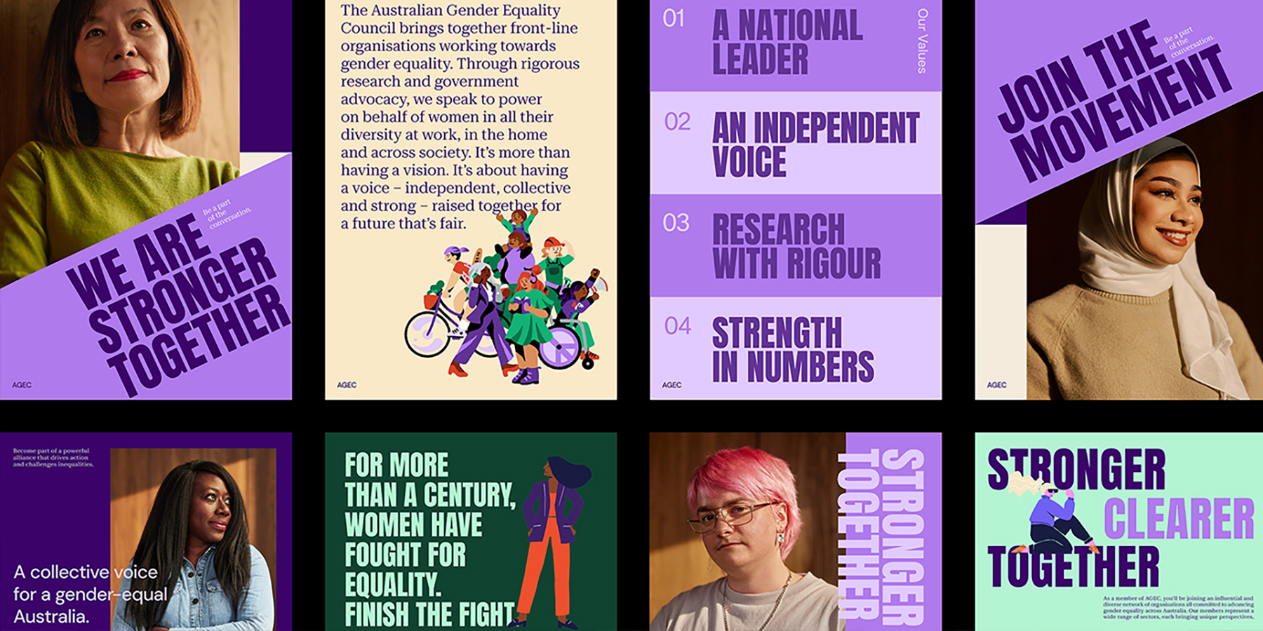 Visual brand system, photography and strategic positioning shown in application.