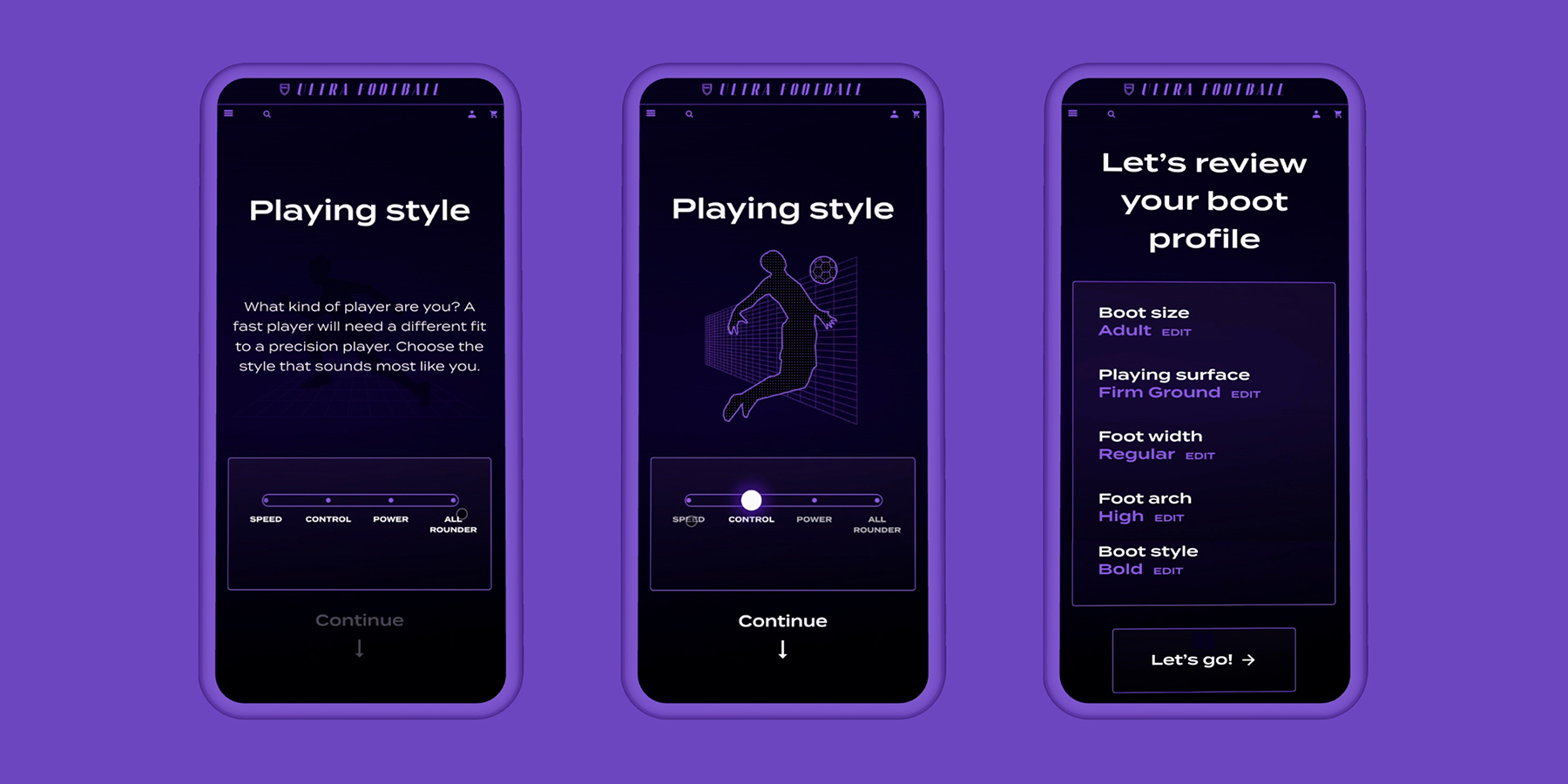 3 x images of the Boot Finder on mobile devices.