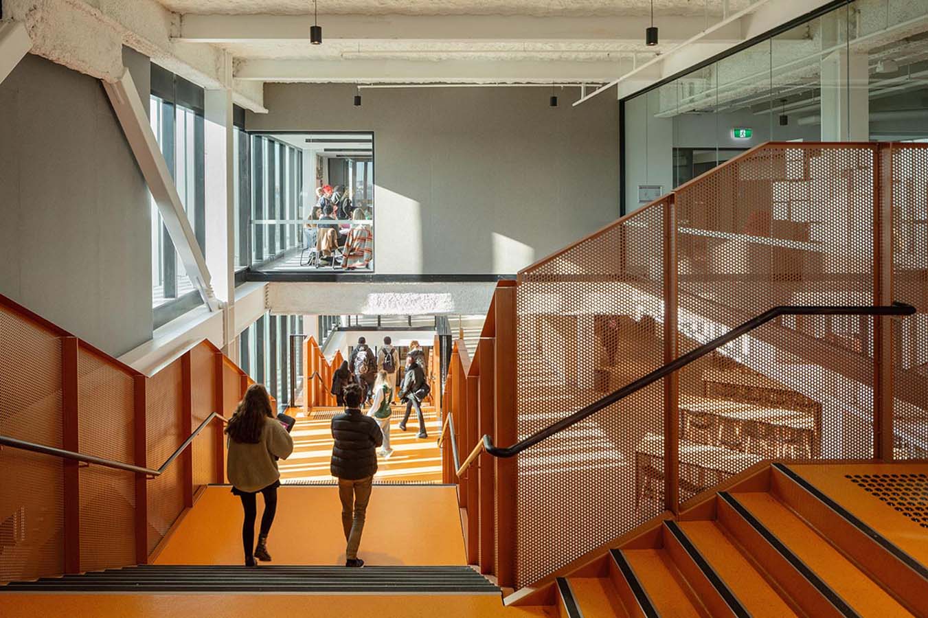 The main stair is integrated with learning spaces