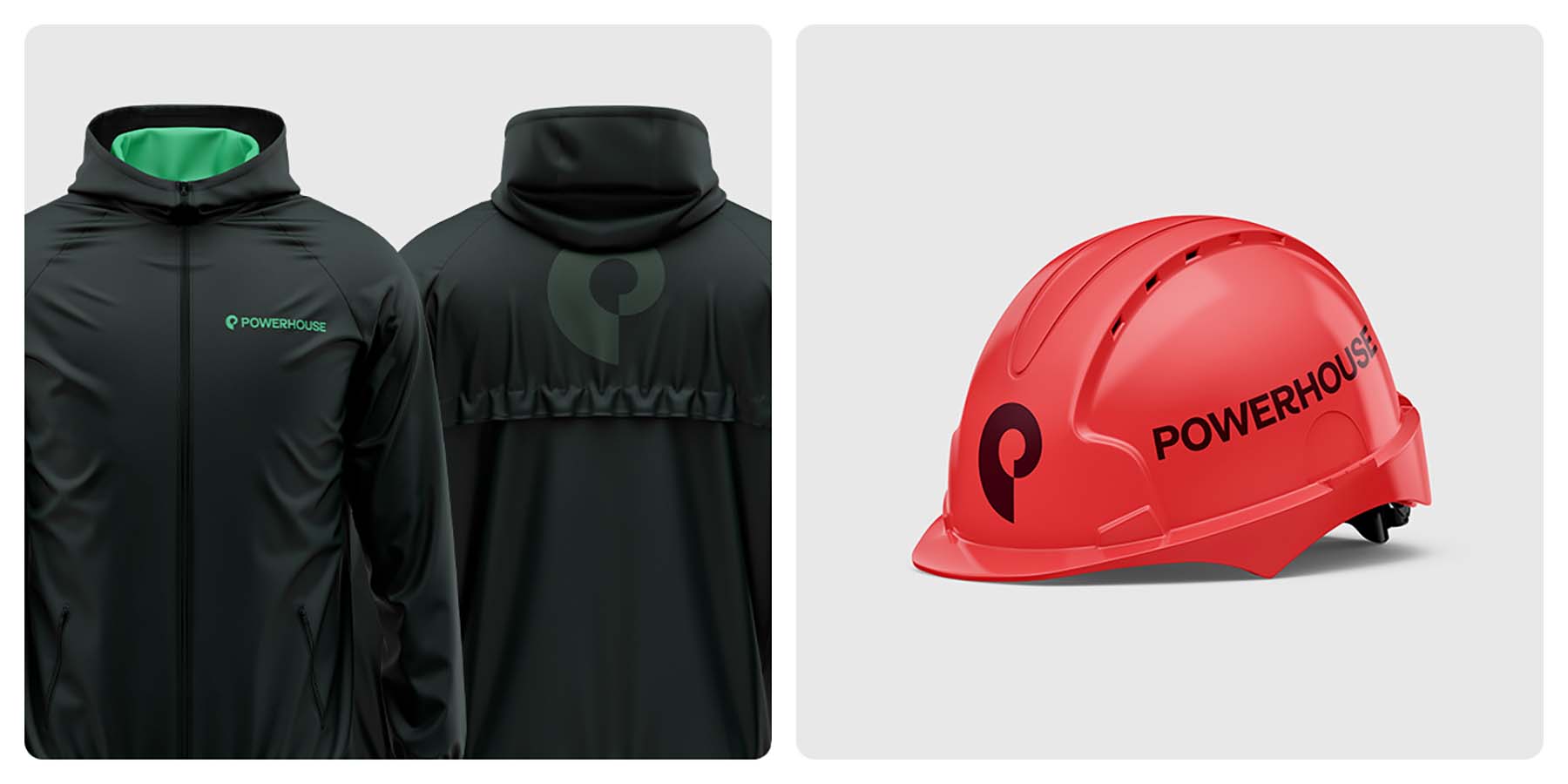branded apparel and hardhat designs