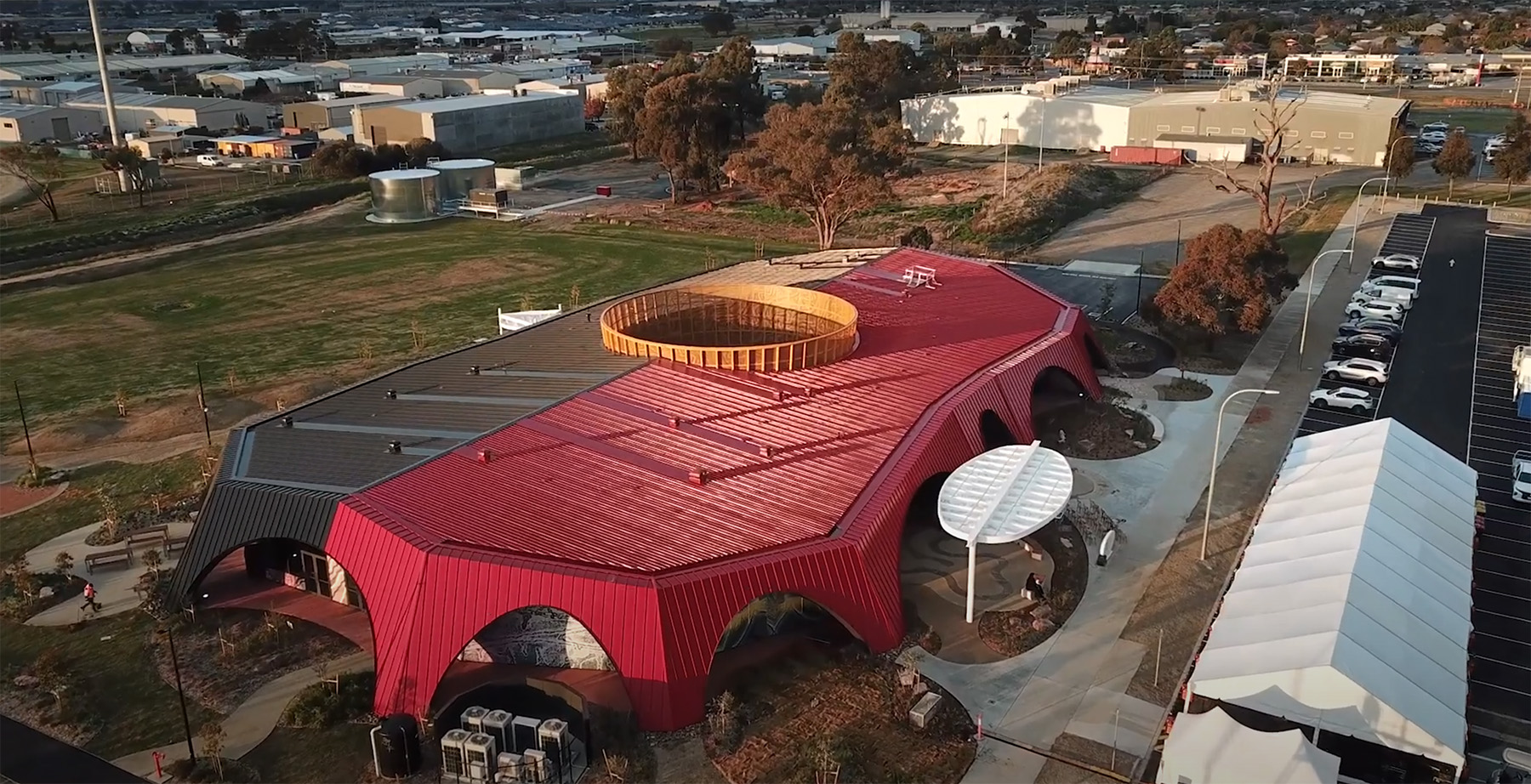 Aerial view of Munarra Centre for Regional Excellence.