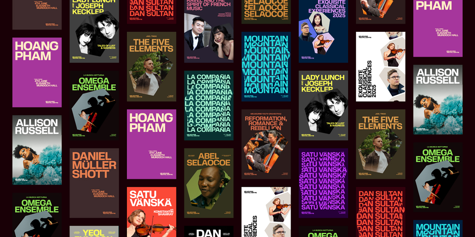 Examples of the colour system applied to a variety of different posters