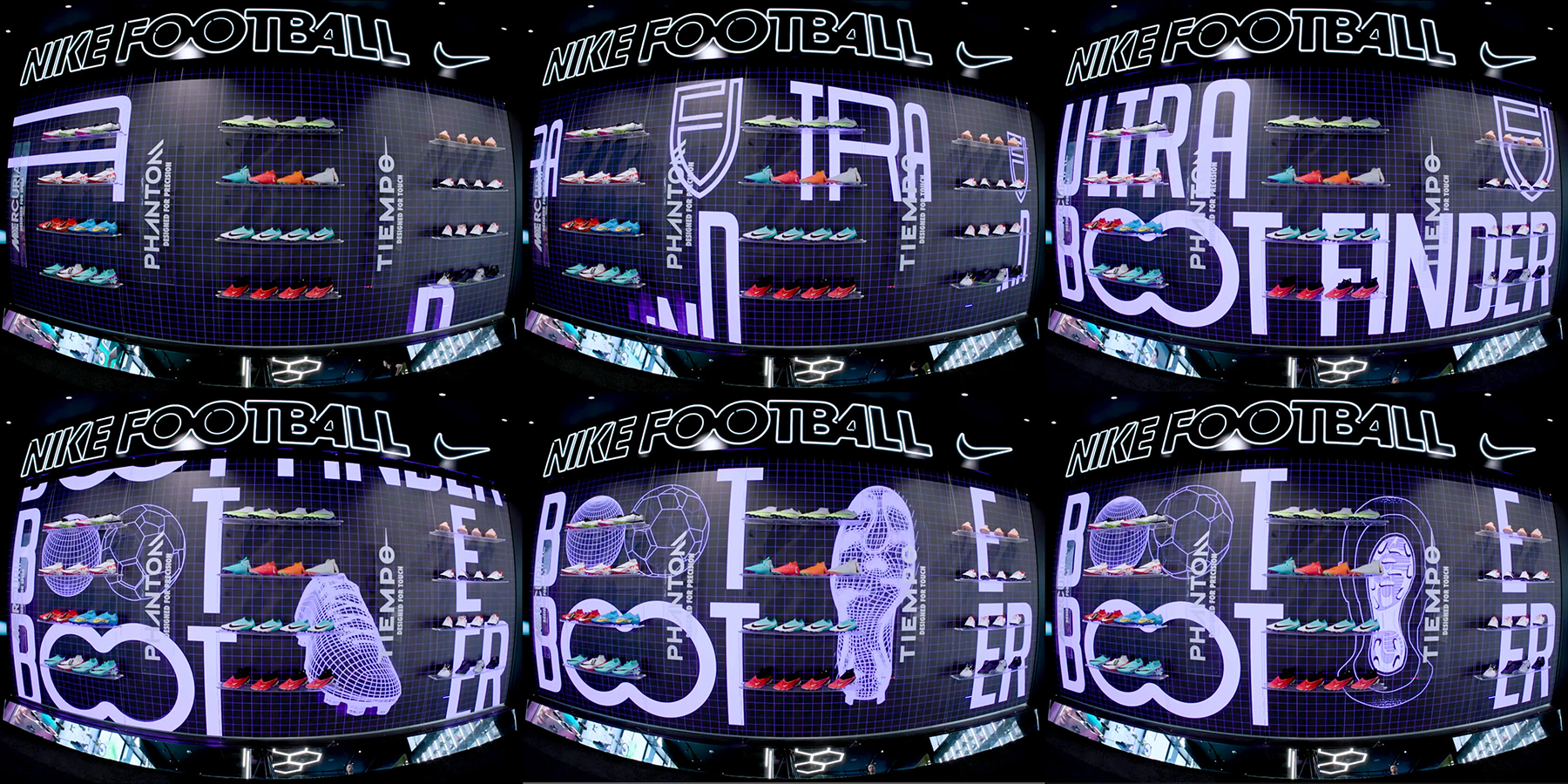 Fisheye images of the Boot Wall displays.