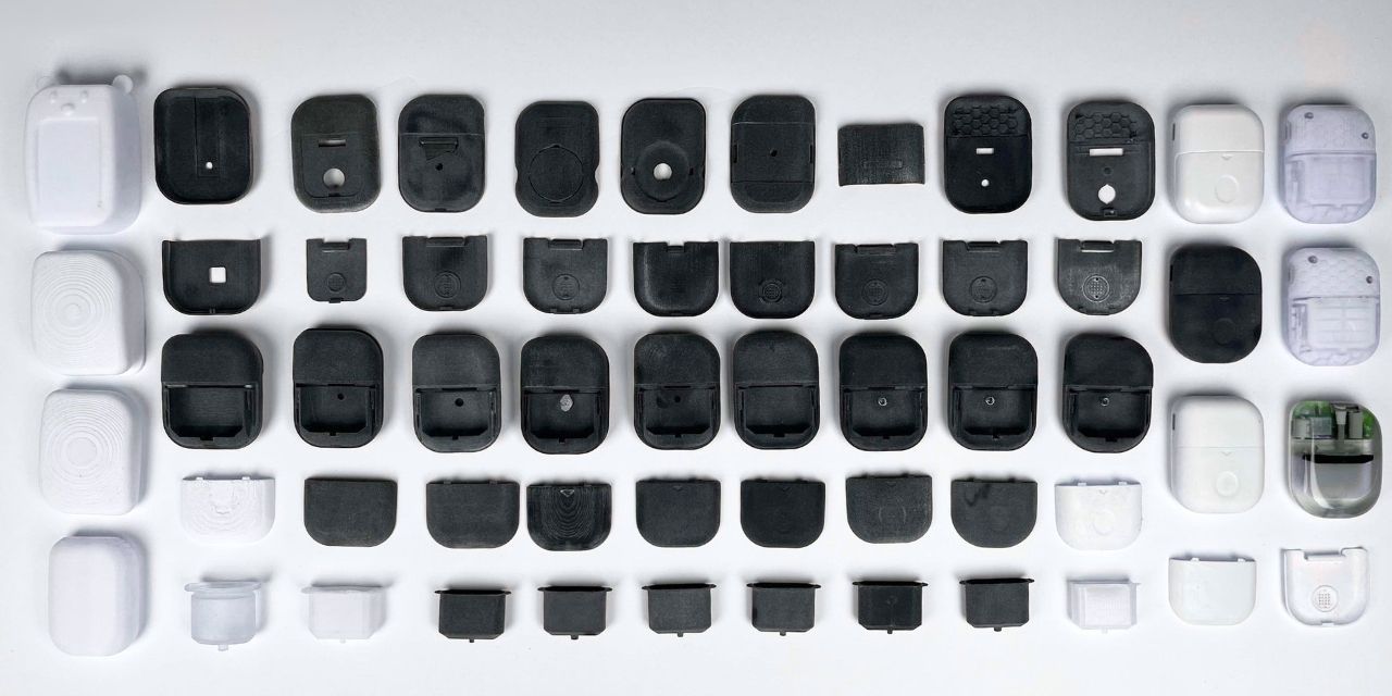 The range of prototypes used for user testing, across the duration of the design process