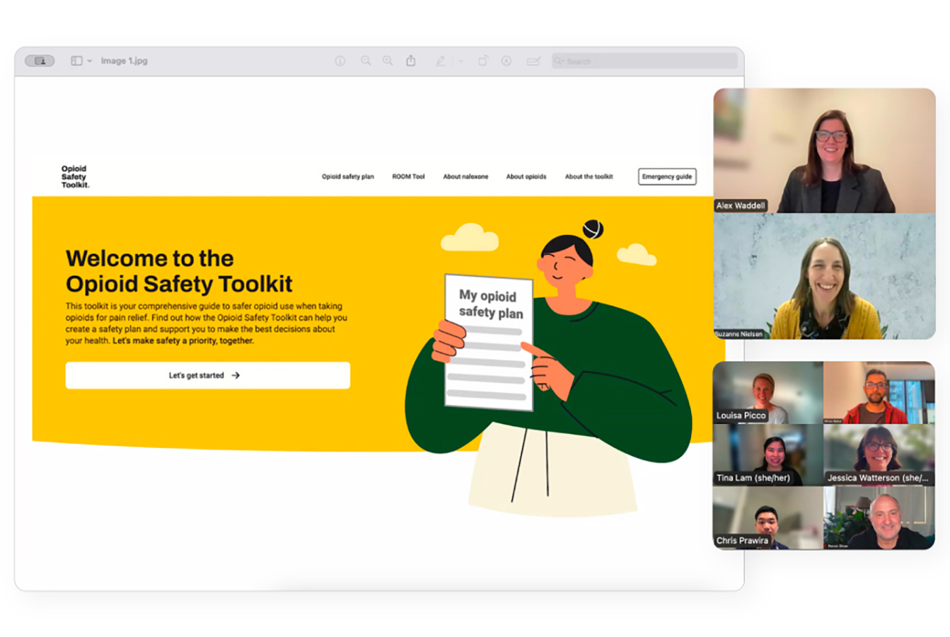 The Research and Design Team meeting around the Toolkit website over Zoom