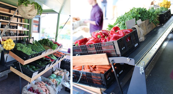 Fresh fruits and vegetable in crates