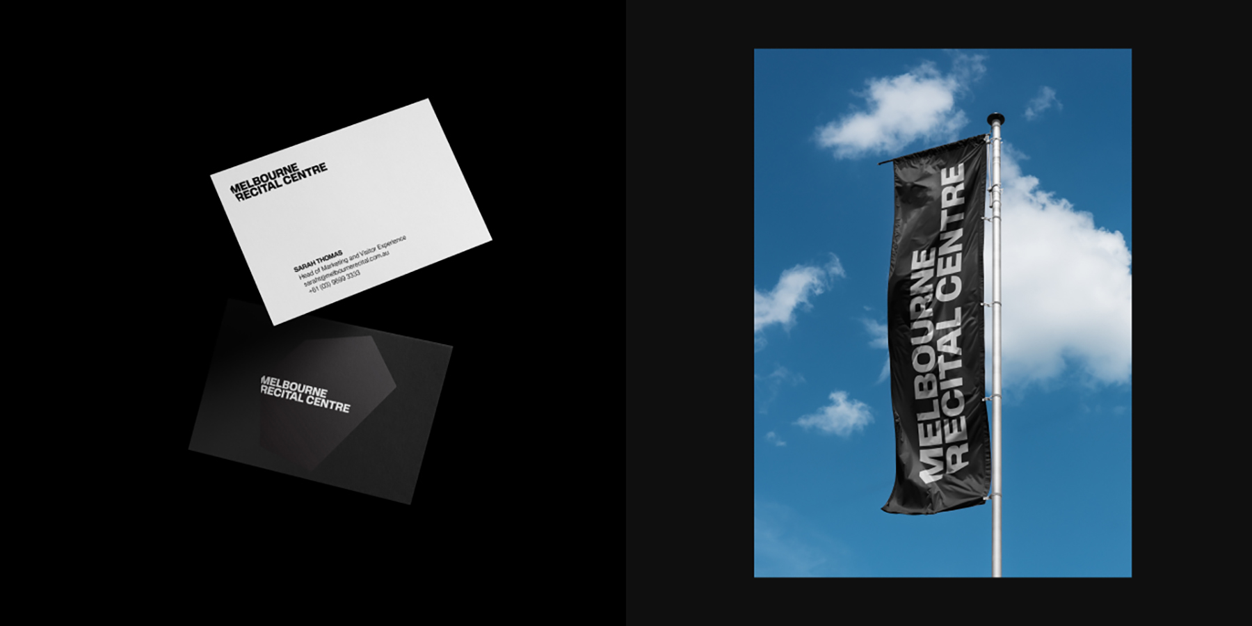 Business cards and flag