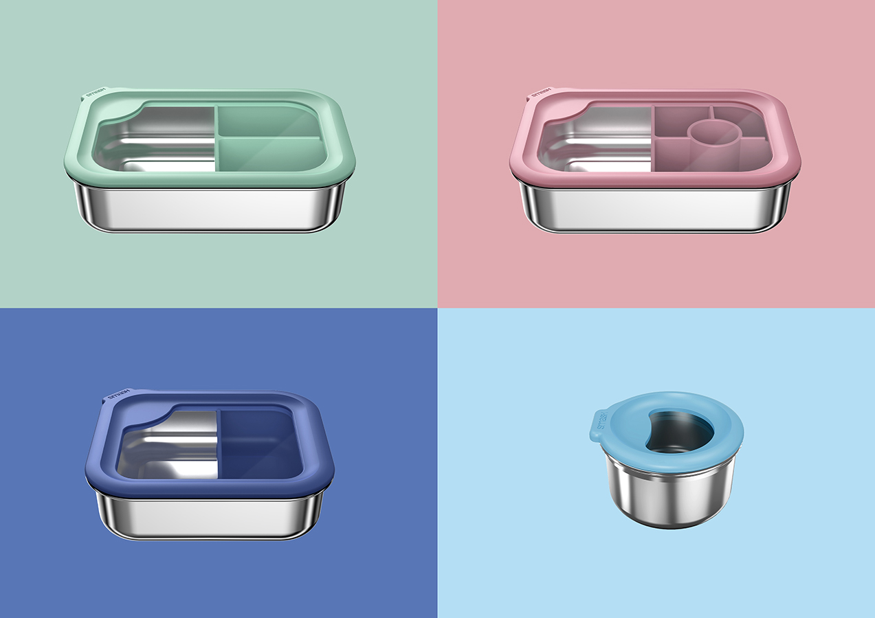 Complete range image - consists of a 3 Compartment Bento, 5 Compartment Bento, Meal Box, Dip Pot