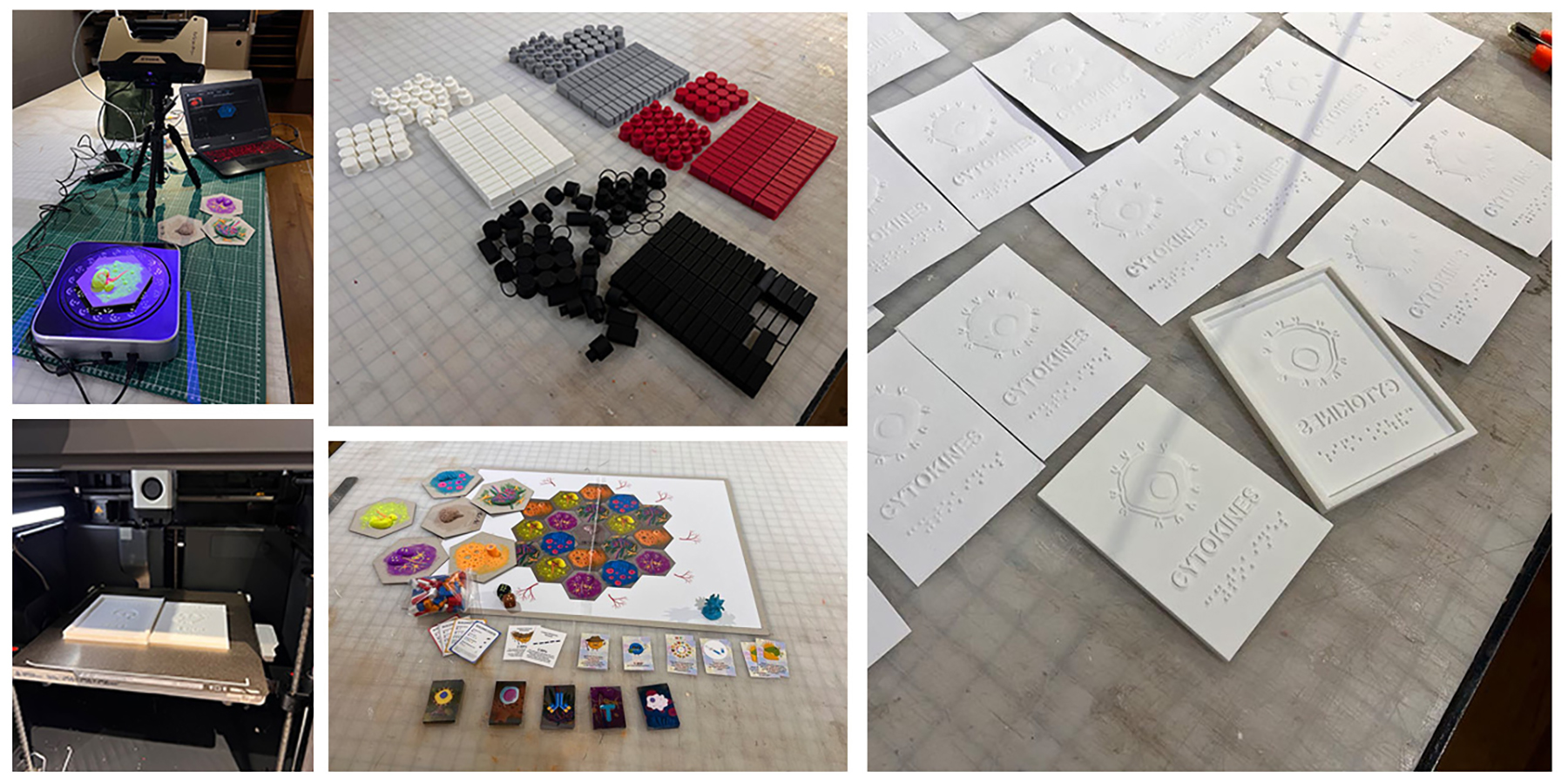 3D scan of hand-sculpted tiles, 3D printing design process, and hand-pressed embossed cards created using 3D-printed molds