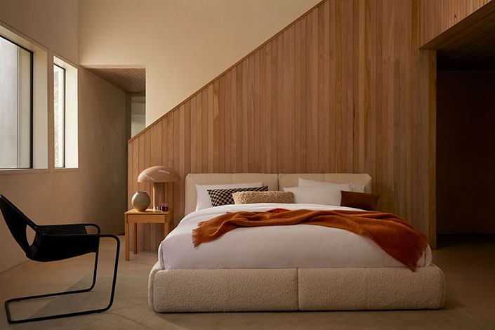 Delve bed frame in a house