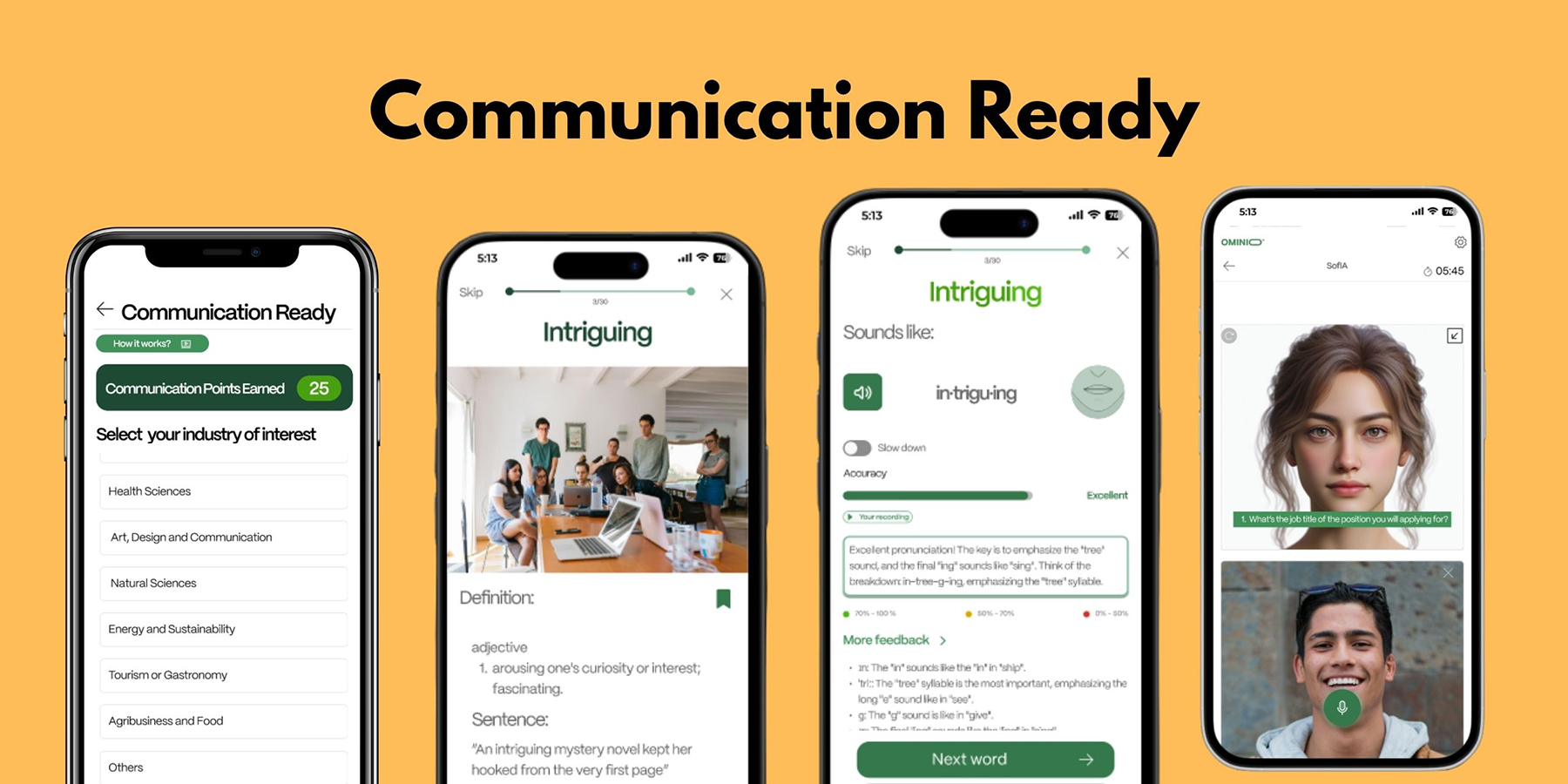 Communication Ready uses AI to detect speech nuances, offering corrections in pronunciation and clarity.