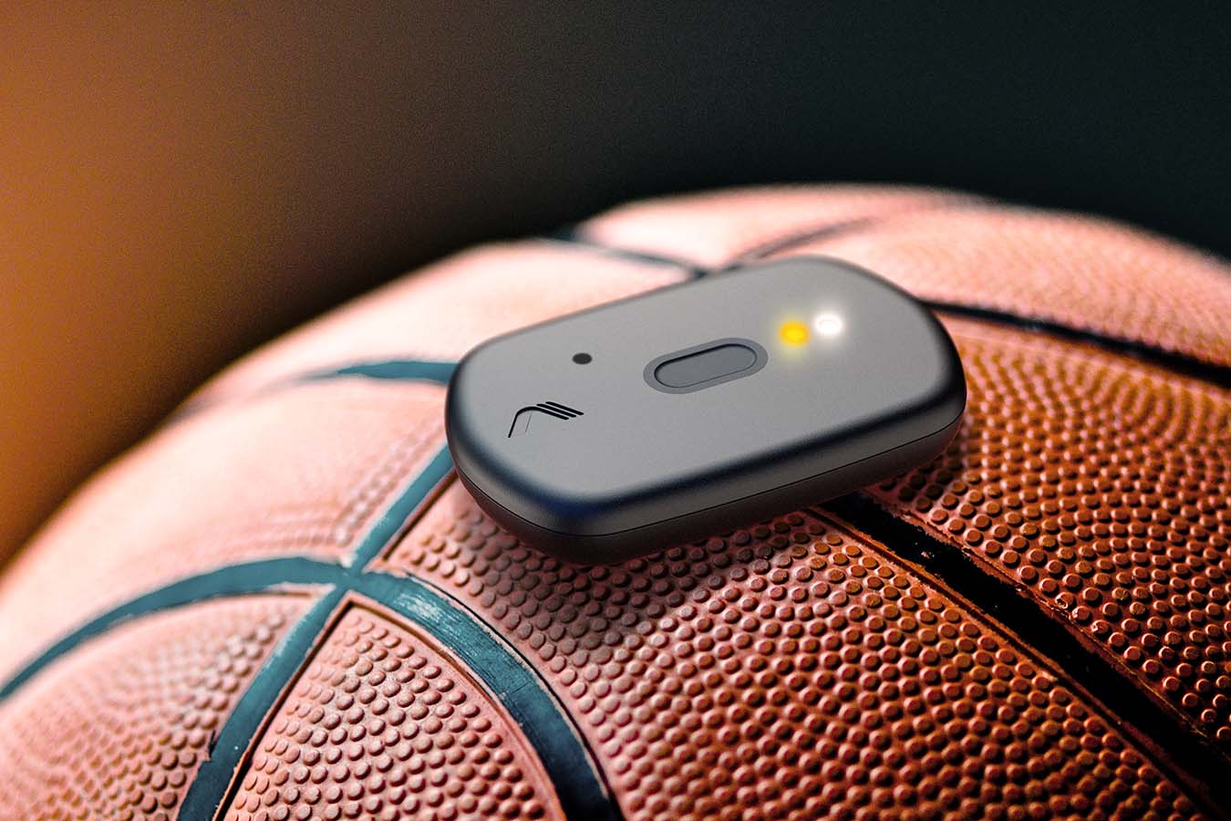 A visualisation of the T7 device sitting on top of a basketball. The image is a close up with lots of detail.